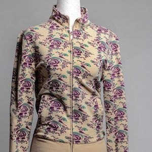 Reverse Long Sleeve Beige printed Bomber Jacket.  Size S